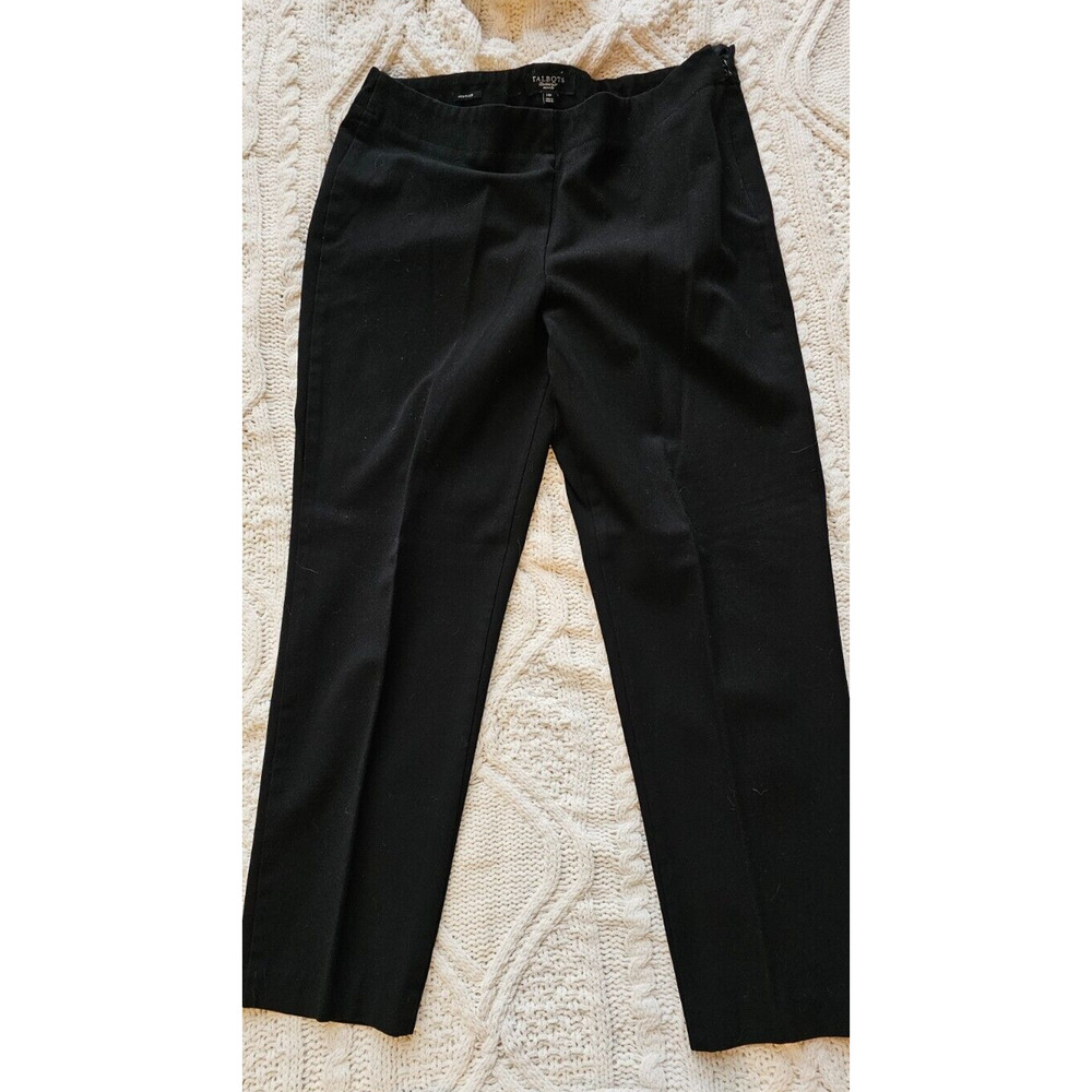 Talbots Heritage Straight Pants‎ Womens 14P Petite Black Side Zip Mid Rise
